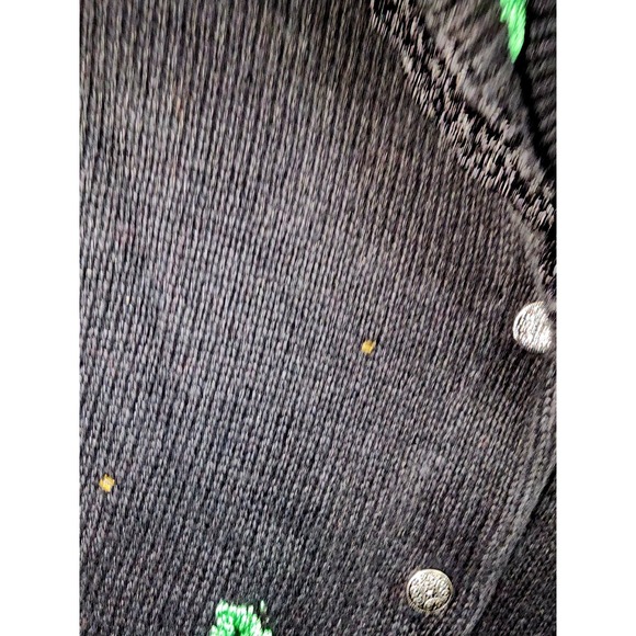 Arriviste Christmas Sweater Black‎ Poinsettias Beads cardigan - Picture 3 of 6
